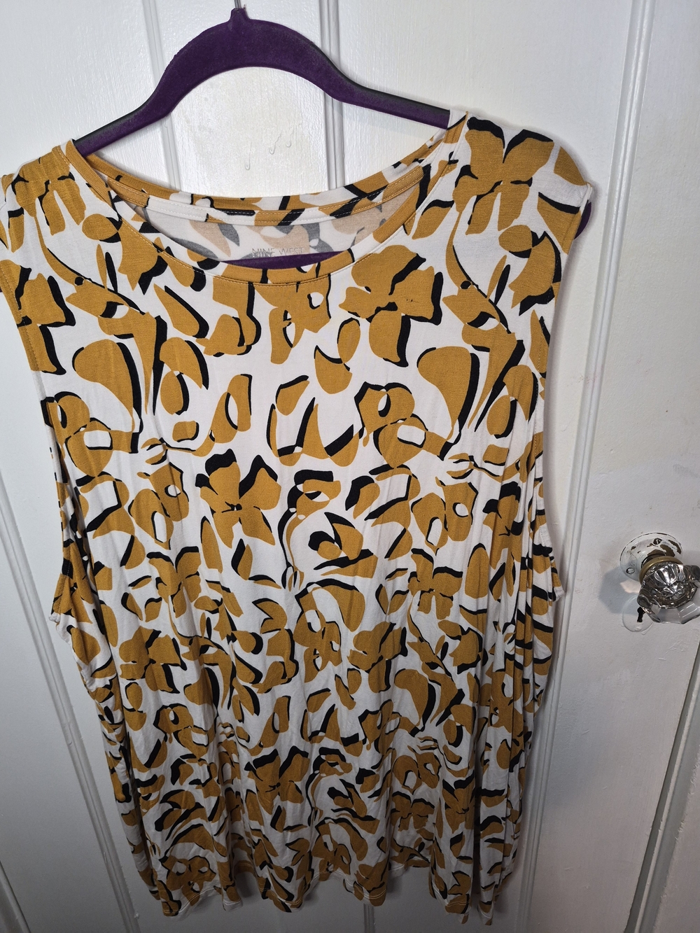 Nine West Mustard and Black Floral Swing Tank Top